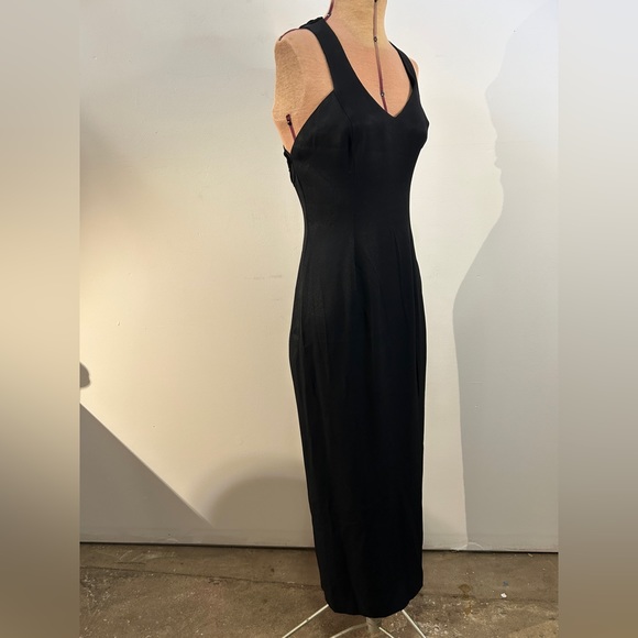 Vintage Jessica McClintock Gunne Sax Black Dress with Slit and Back Detail - Picture 4 of 12